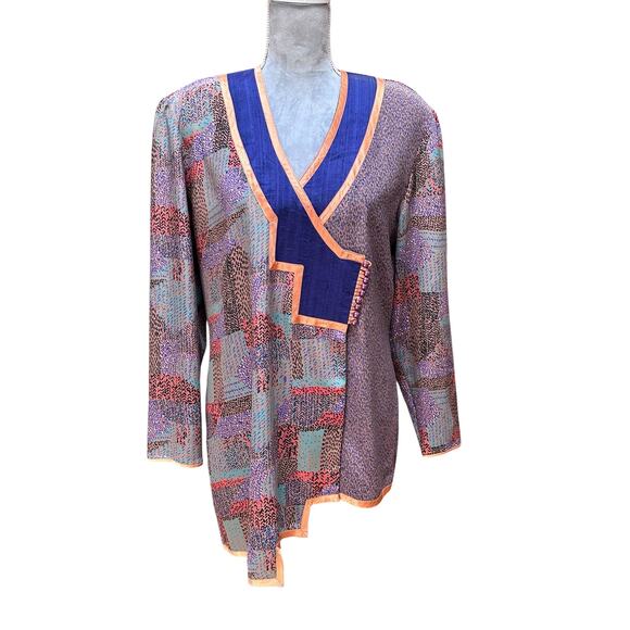 Vintage 1980s Maggie Shepherd Australia Tunic Blouse Asymmetrical Top M oversize - Picture 2 of 10
